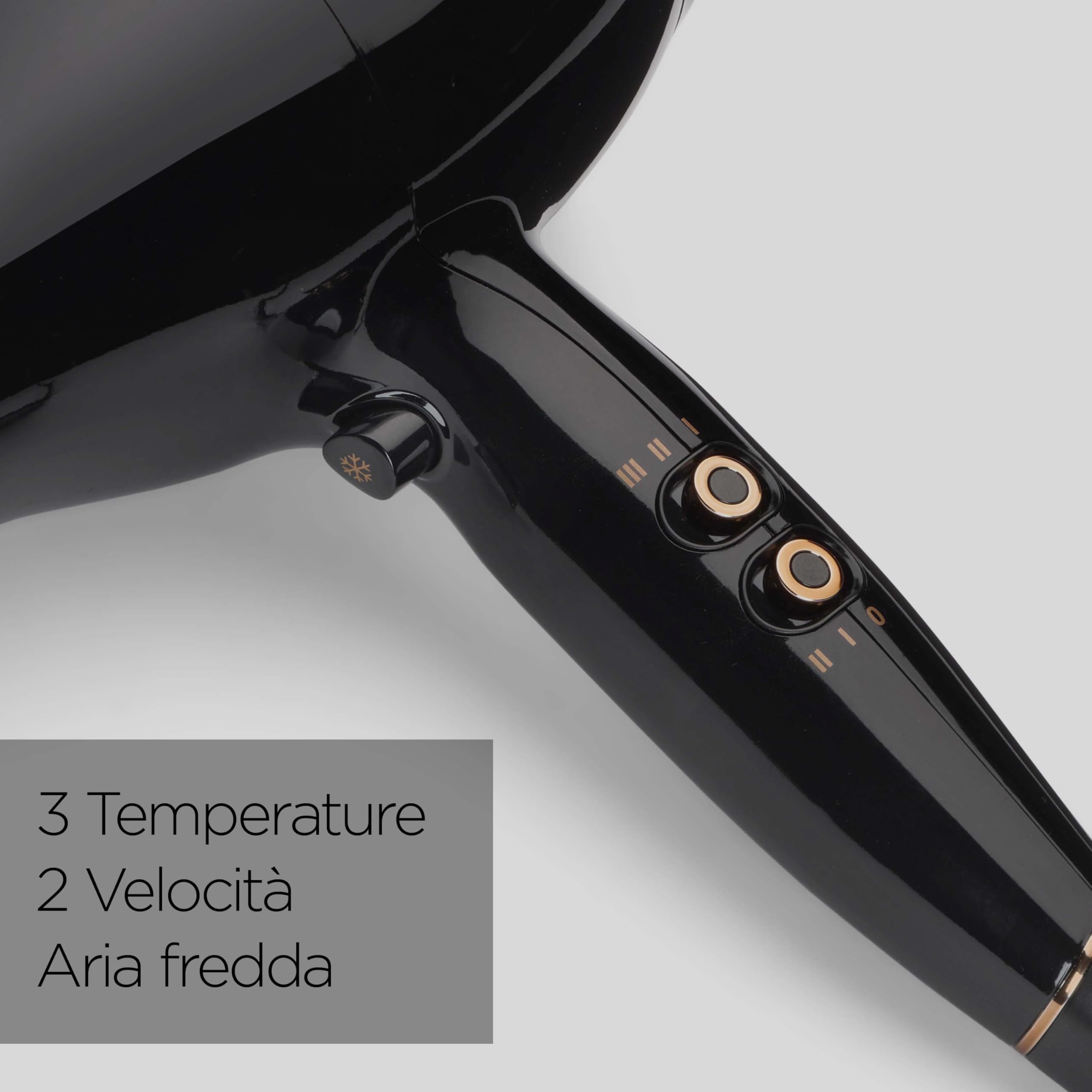 BaByliss Asciugacapelli con motore AC Professionale da 2300W, Phon Capelli, Funzione ionica anti-crespo, 3 temperature, 2 velocità, nero, D5245E