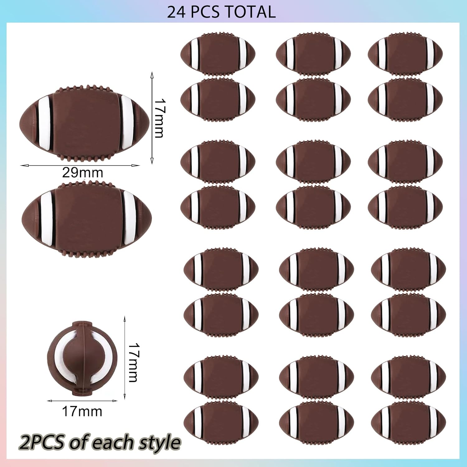 24PCS 3D Rugby Silicone Focal Beads Sports American Football Silicone Focal Bead for Beadable Pen Keychain Making DIY Pen Beads Making(3D Sports)