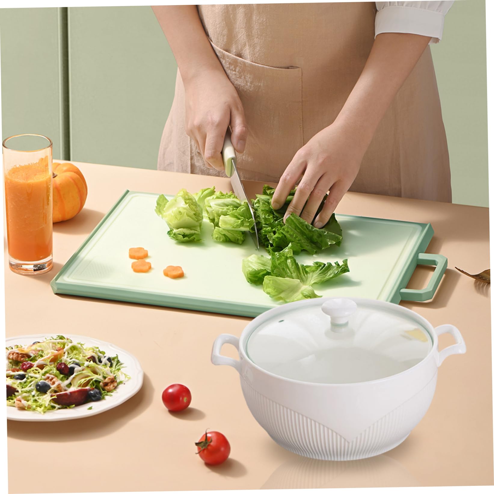 Soup Tureen Bols de service ronds en céramique de 2600 ml avec couvercles Bols à soupe résistants à la chaleur avec poignées Passe au micro-ondes pour la cuisine la maison du restaurant |.Accessoi
