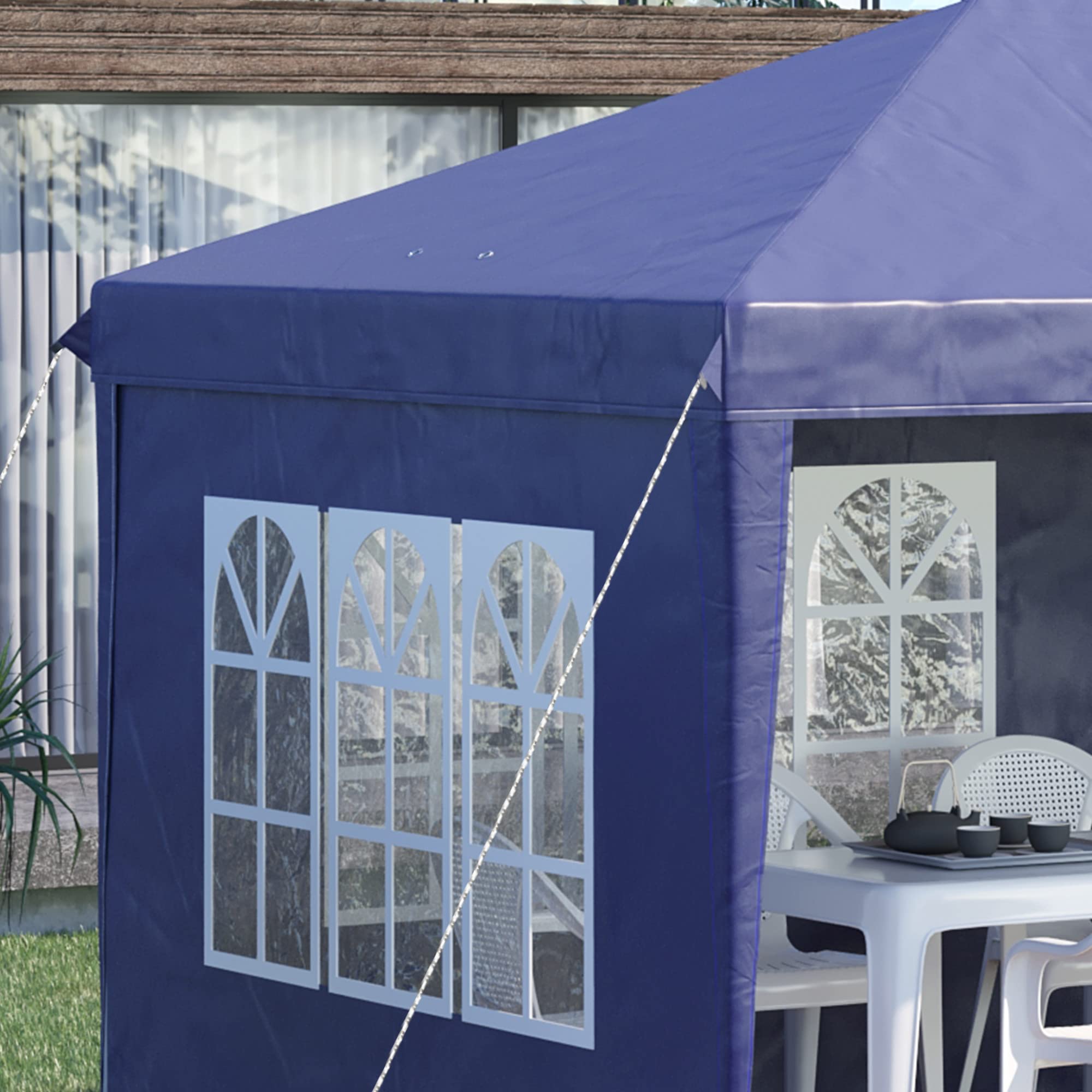 Outsunny Tonnelle de Jardin 3x6 m Pop-up Pliante Tente de Réception Pavillon Chapiteau Barnum Bleu