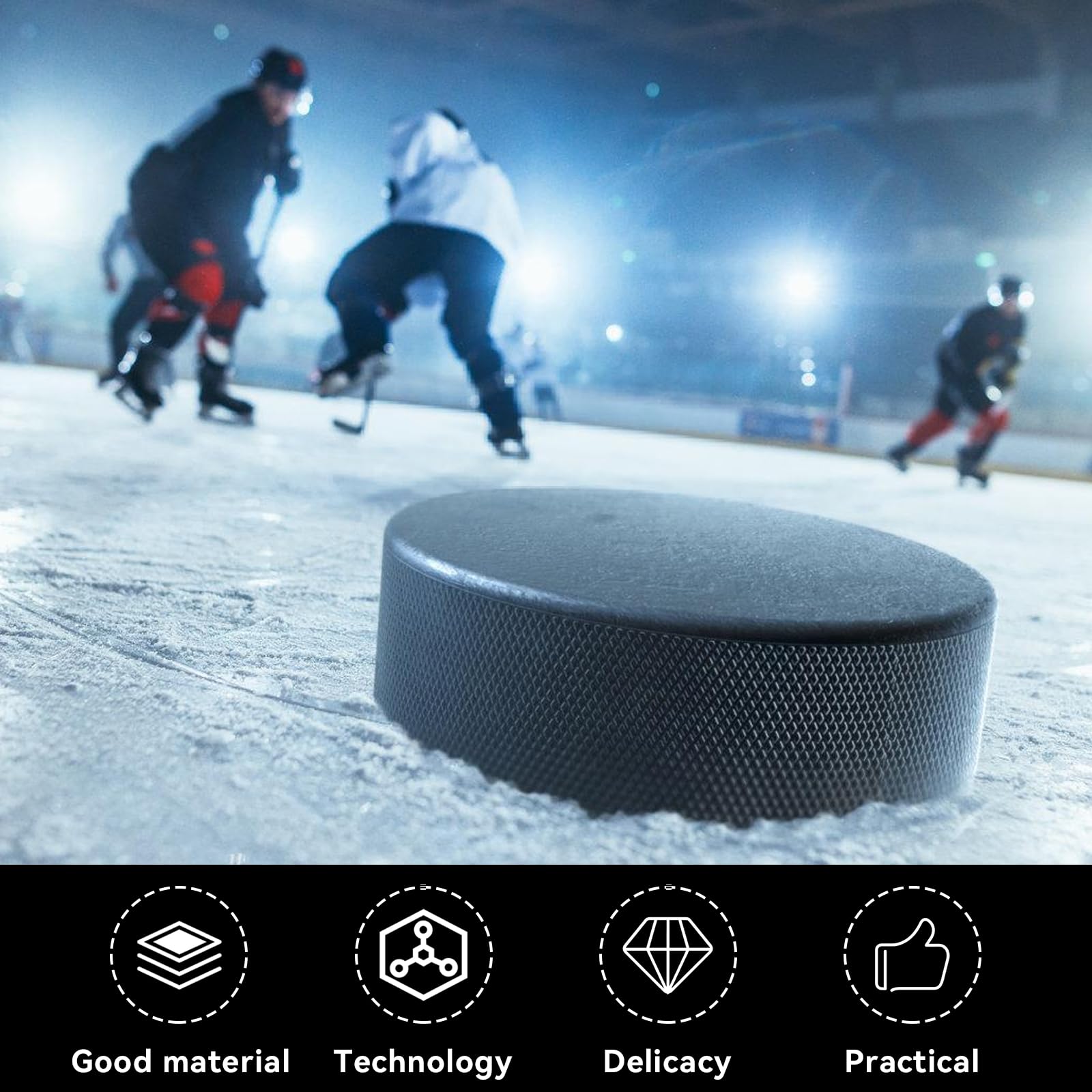 BORDEAG 10 Pièces Palets De Hockey sur Glace, Rondelles De Hockey sur Glace, Palets d'exercice De Hockey, Compétition De Hockey sur Glace pour Entraînement Adulte (7,6 X 2,5 cm)
