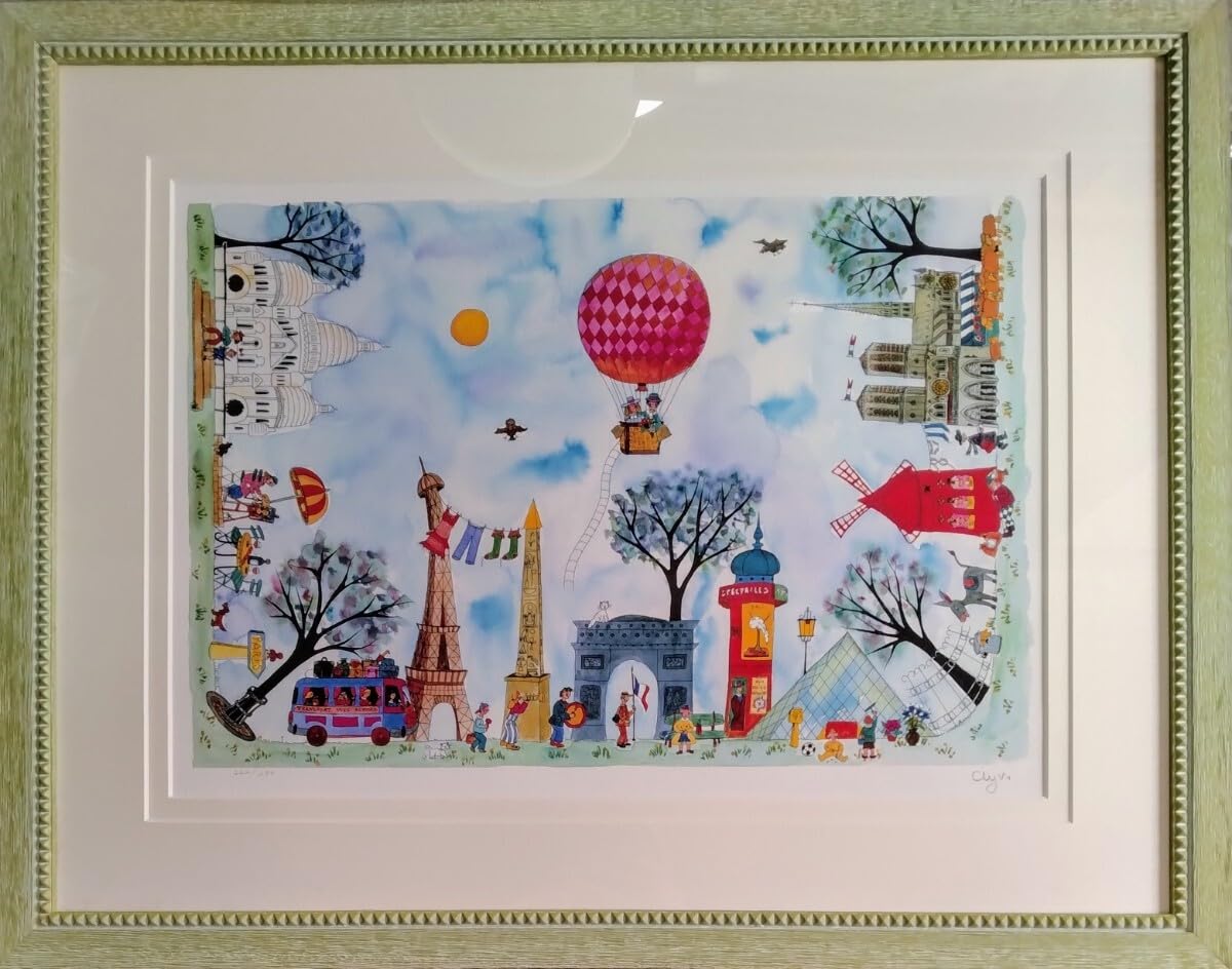 人気画家 クリーブ(Clyv) ネコのパリ紀行 可愛らしい限定版画作品