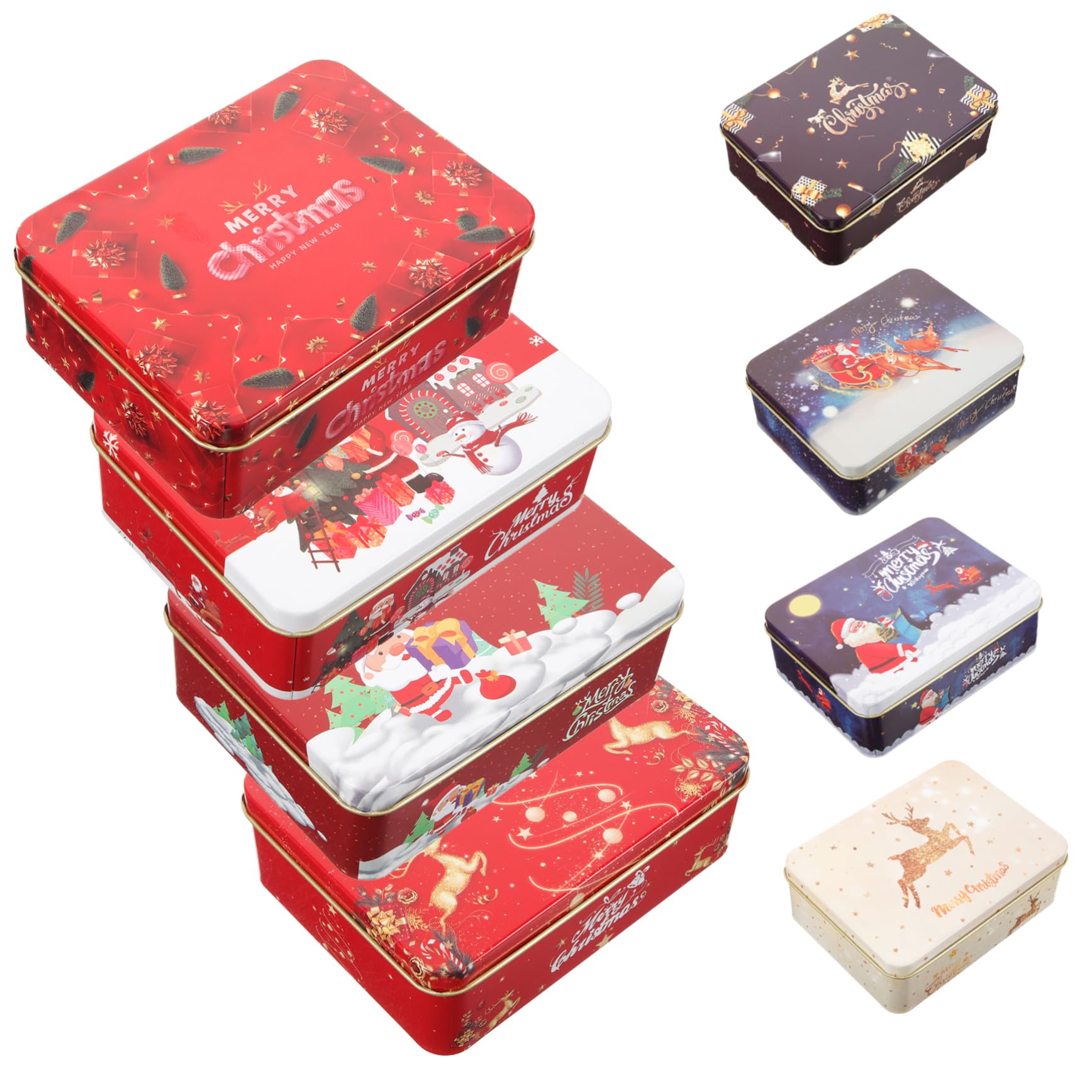 SEWOART Lot De 8 Boîtes à Cartes En Fer-blanc 12 Cm Avec Couvercle Boîtes De Noël Décoratives Métalliques Festives Pour Petits Objets Occasions De Noël Présents Et Décoration