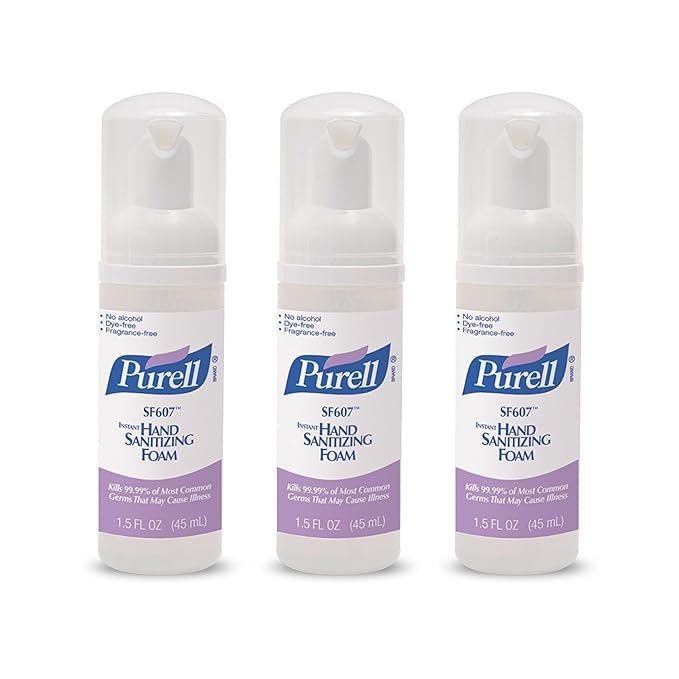 PURELL Alcohol-Free Foam Hand Sanitizer - Advanced Non-Alcohol Formula, 45mL Pump Bottle (Pack of 3)