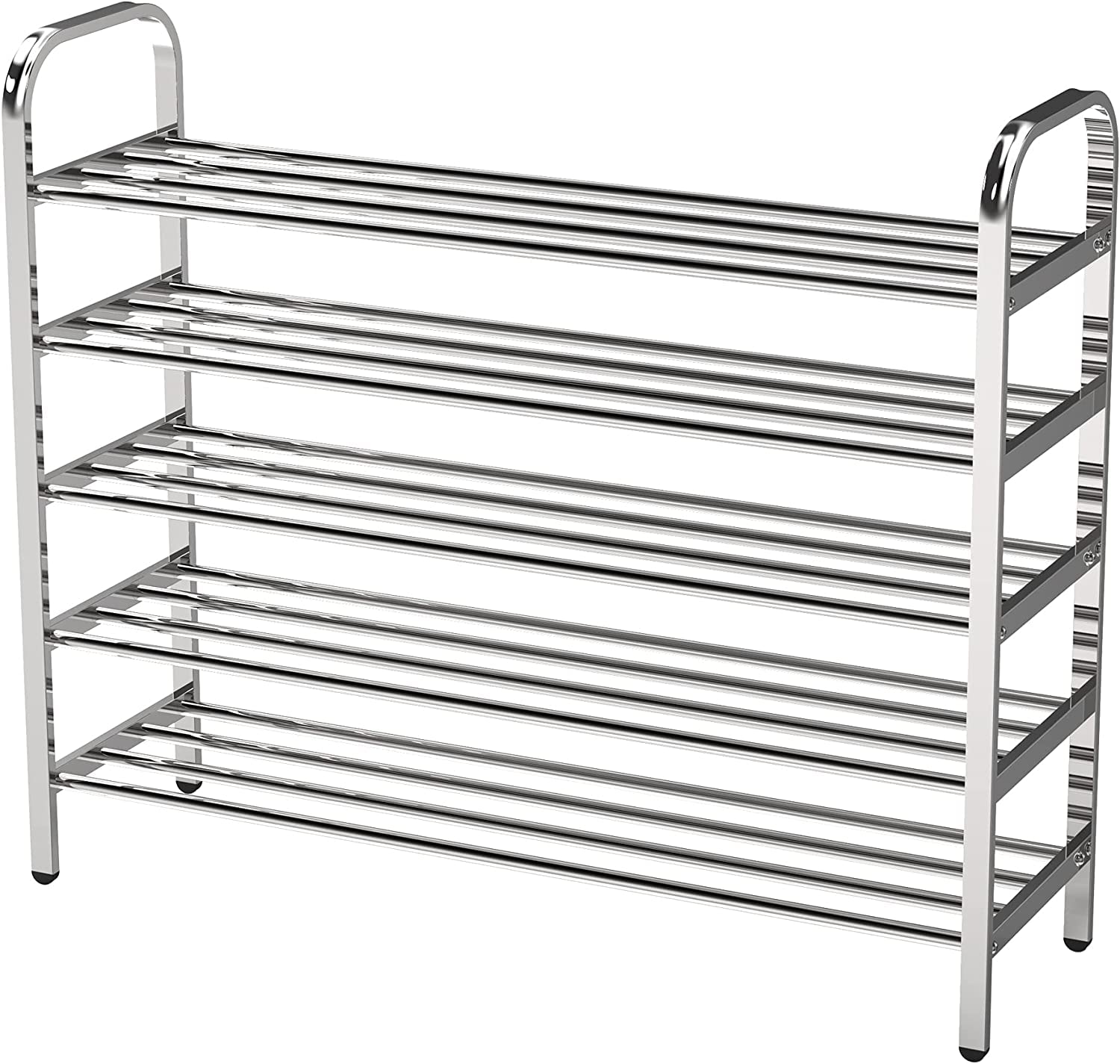 Buy Silver Shoes Storage 5 Tier Shoe Rack for Closet, Stainless Steel