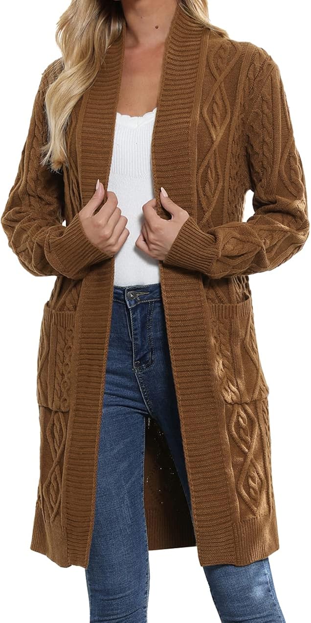 thick beige cardigan