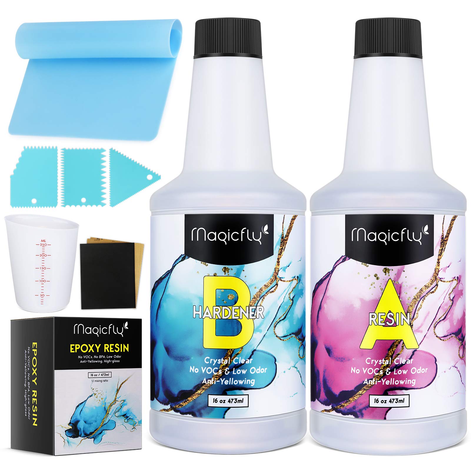 Buy Magicfly 32oz Epoxy Resin with Tools Kit, 2 Part Crystal Clear