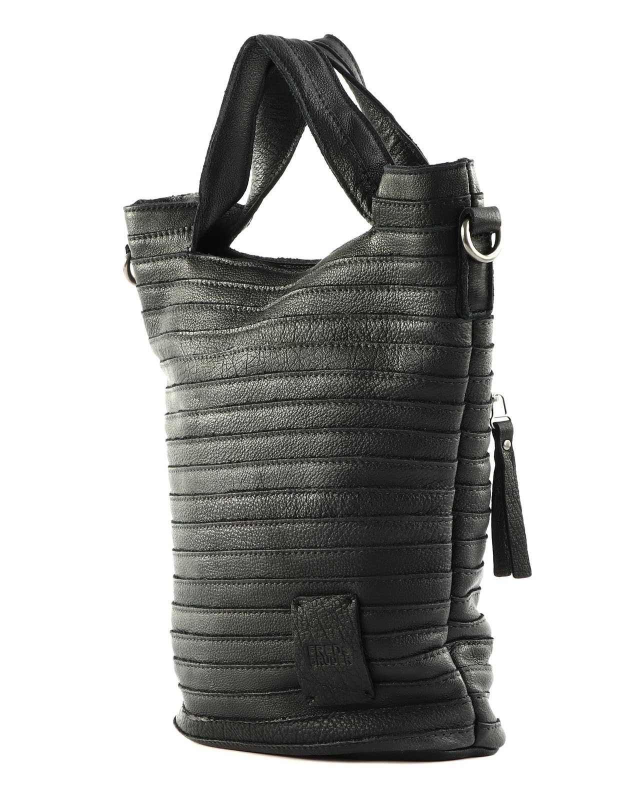 FREDsBRUDER Leder Umhängetasche Ibbick Bucket Shopper Black schwarz