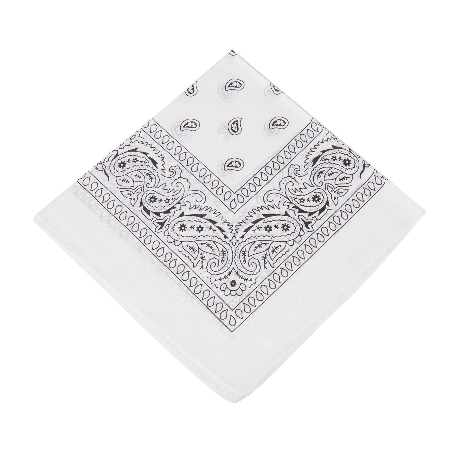 Bargain Village Men's White [Uk Seller] /Wo's Bandana Head Scarf Neck Scarves Paisley 100% Cotton (White)