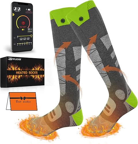Calcetines térmicos para hombre, calcetines eléctricos para mujer, calcetines de esquí calentados, 5000 mAh* 2 calcetines térmicos con batería