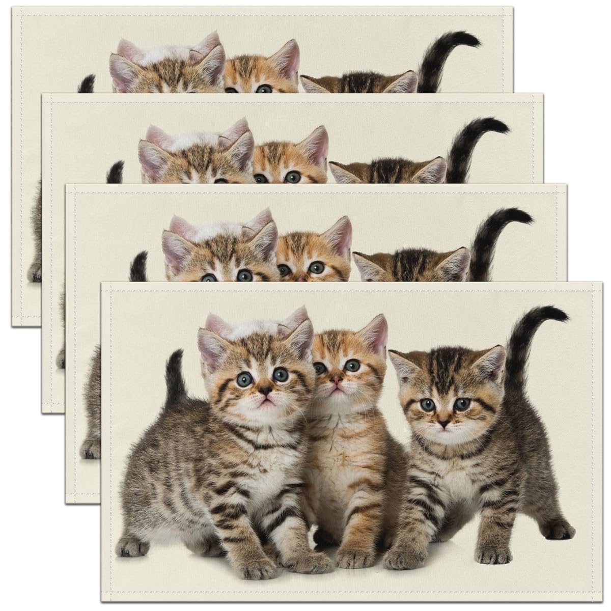 Cat Placemats Set of 4 Kids Cartoon Cats Print Table Mats Placemat Decorative Cute Kitten Table Mats Placemat Lovely Animal Decor Table Place Mats Cat Lover's Gift 45X30cm
