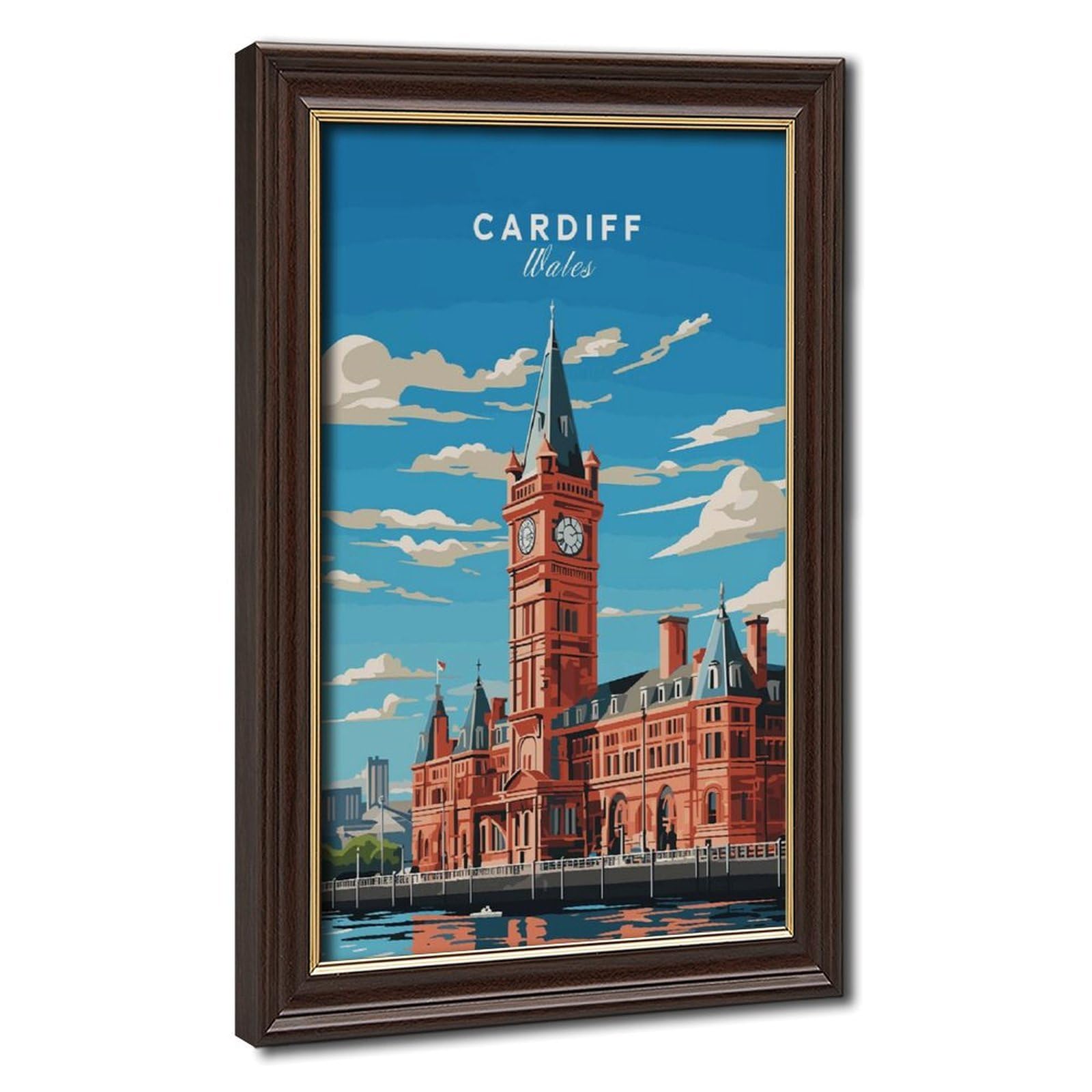 Bareronor Mokume Gane Frame-Style Cardiff Travel Canvas Poster For Bedroom Decor Gift