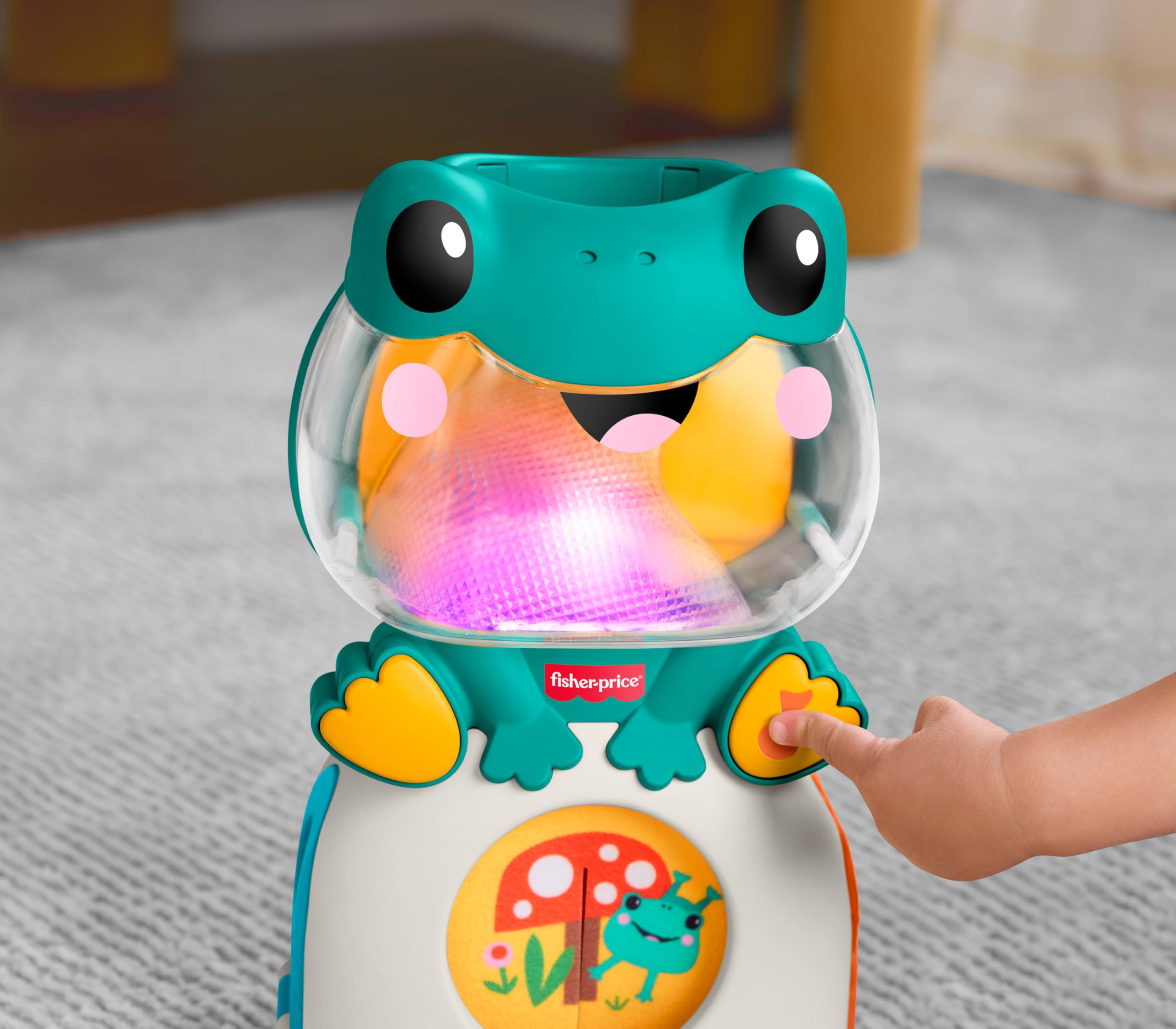 Fisher-Price Grenouille Qui s’Illumine et Roule, activité Musicale avec Chute de balles et 3 balles, pour bébés et Tout‑Petits dès 6 Mois, JLB96