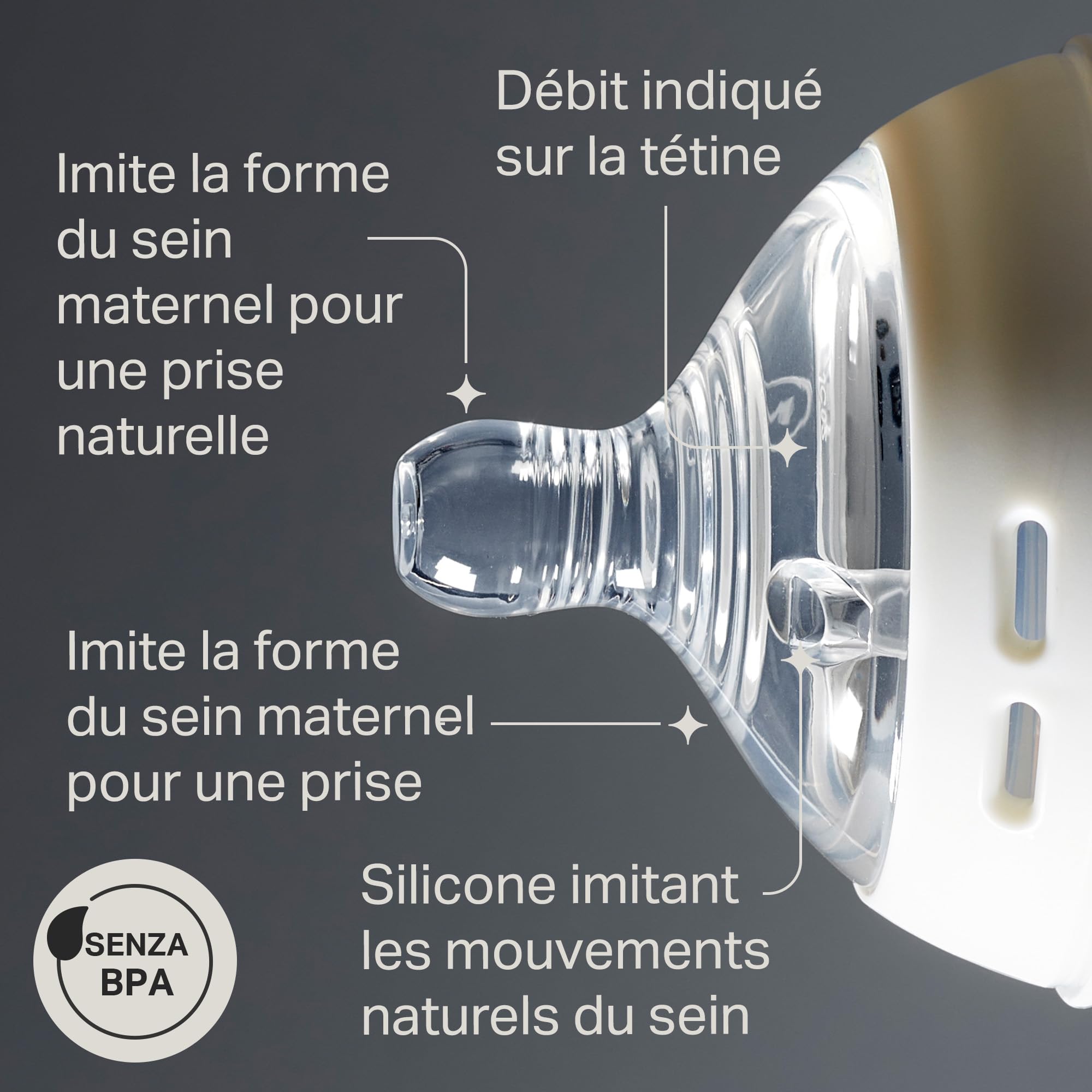 Tommee Tippee Tettarelle per biberon Natural Start, flusso medio, 3m+, 2 pezzi, attaccamento naturale, valvola anti-colica, silicone morbido