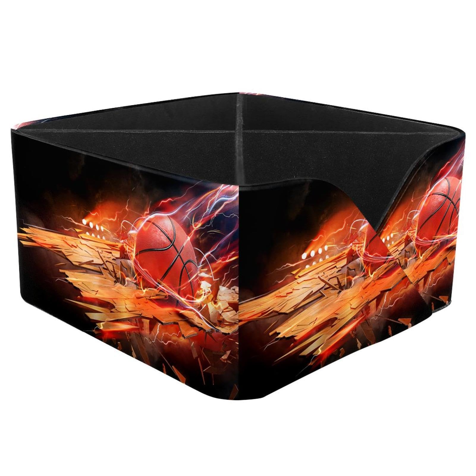 KengjuTesu Basketball Crash Desktop Organizer Pen Holder, Rectangular Pencil Cup for Office, Study and Makeup Stations