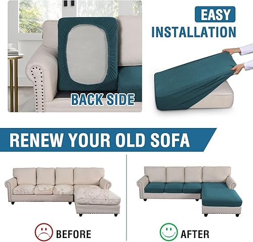 Vista 222 de Fundas de sofá modular, funda de cojín para sofá en forma de L, funda de cojín para sofá biplaza y ambos sofás seccionales izquierdo/derecho, Azul