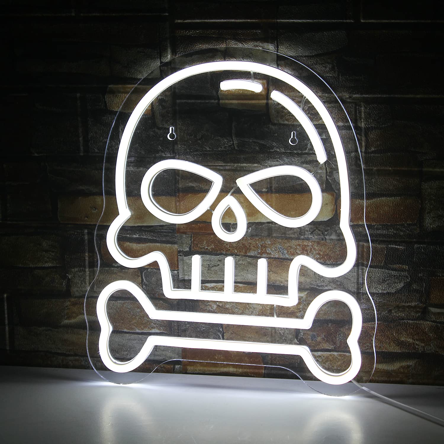 Skull Neon Lights Hallowen Led Neon Sign Wall Decor Powered by Usb White Led Sign for Bedroom Shop Desk Party Decoration Wall Art