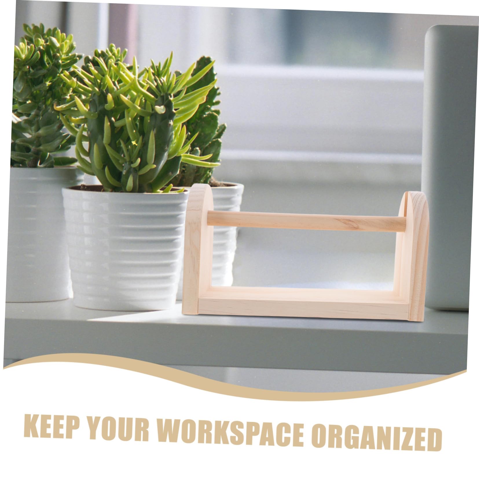 Dispenser Nastro Adesivo in Legno per Scrivania Porta Nastro da Tavolo Stabile e Multifunzionale Supporto per Piccoli e Grandi Organizer per Casa e Ufficio Design Naturale