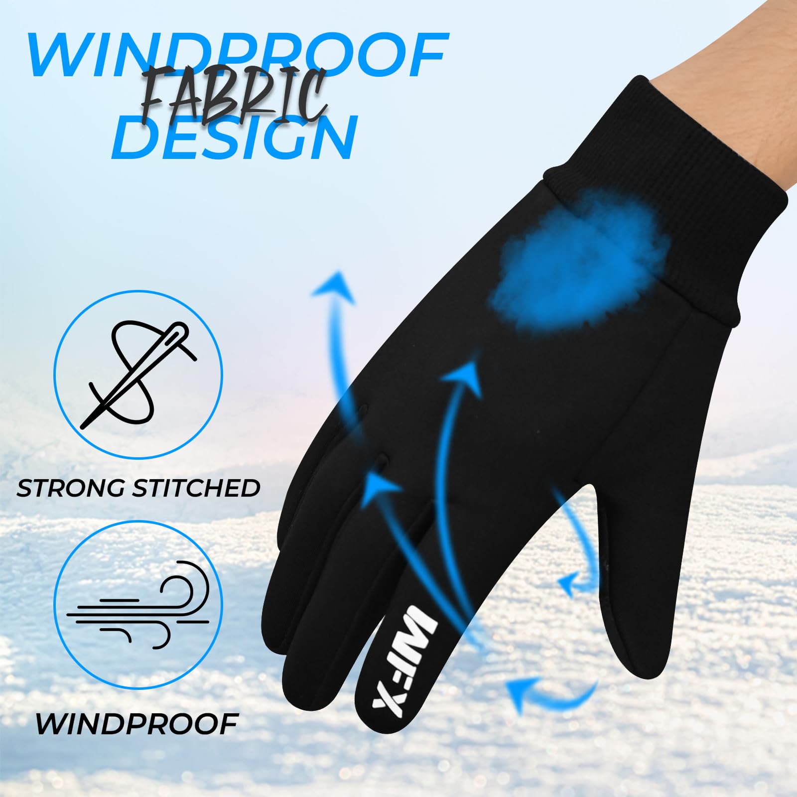 WFX Kids Winter Sports Gloves Thermal Anti-Slip Touch Screen Gloves for Running Hiking Ski Sports Outdoor Walking Cycling Gloves Warm A — view 4