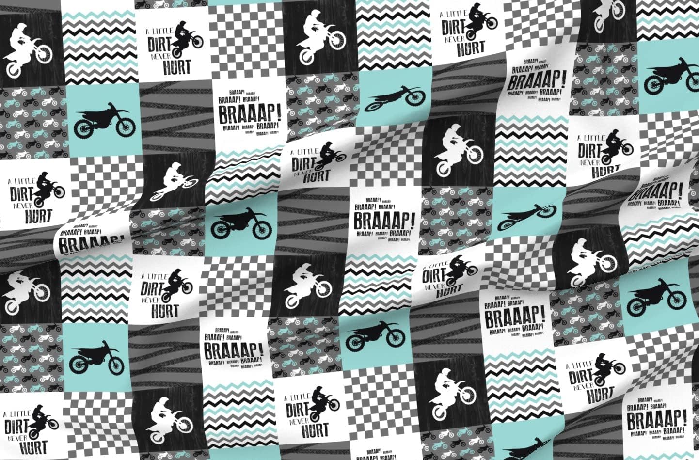 Spoonflower Fabric - Motocross Little Dirt Hurt Wholecloth Cheater Quilt Printed on Minky Fabric by The Yard - Sewing Baby Blankets Quilt Backing Plush