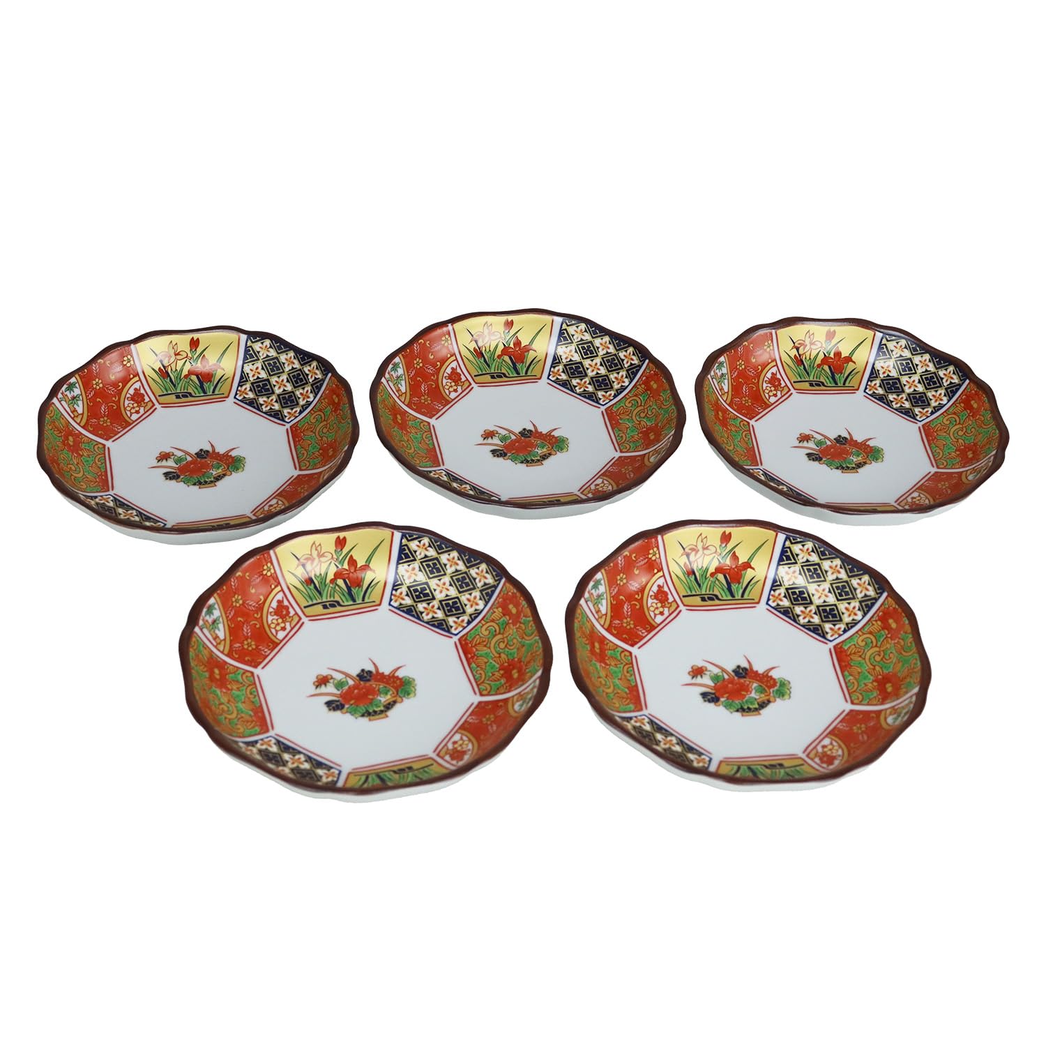 Yukuimari Style Gold Painting Plates Set of 5 Gorgeous Kyuimari Romance Arita Wa