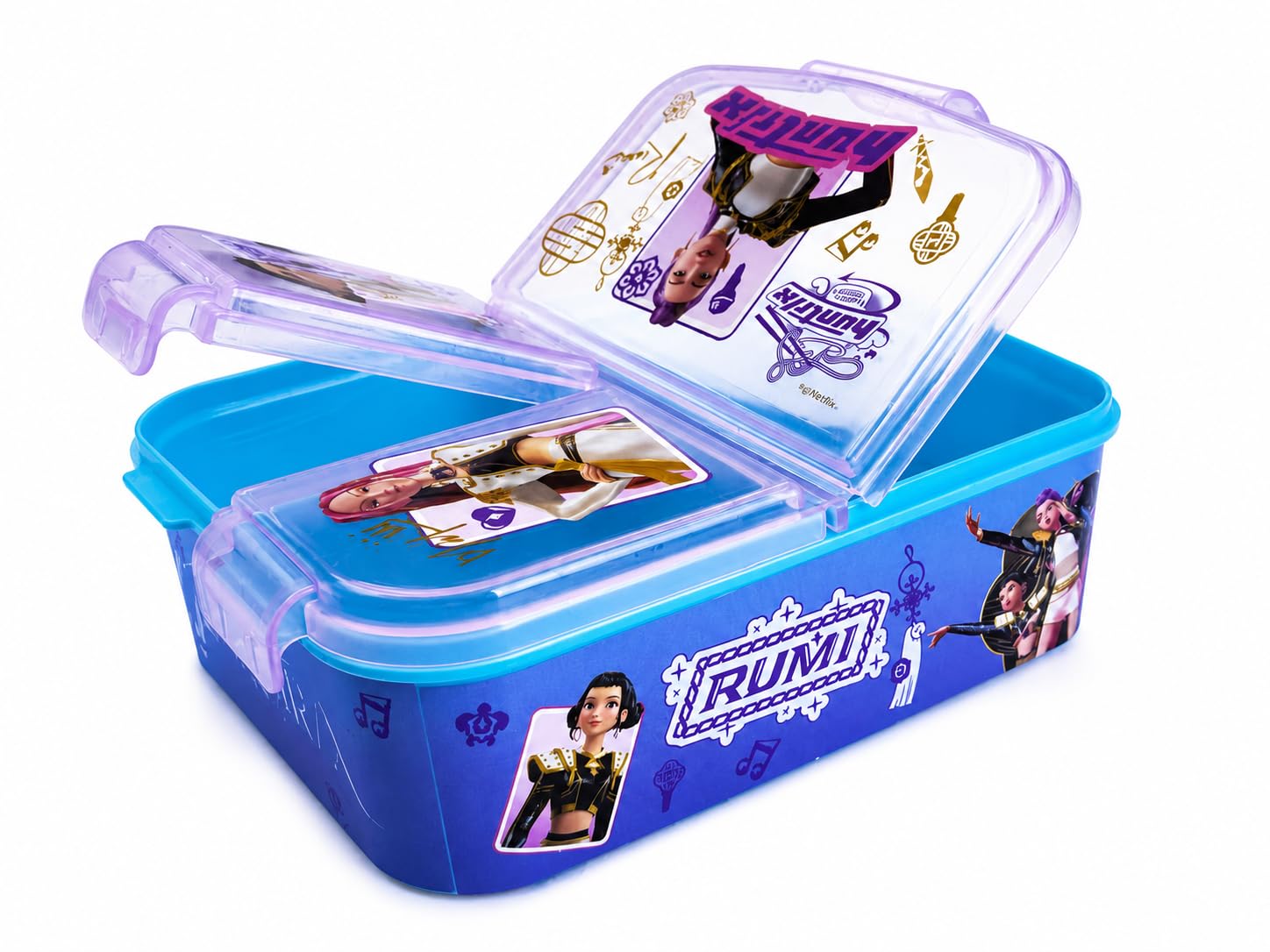 MARUKATSU Kpop Set Sandwichera Infantil con Compartimentos y Botella 410ml para Niños y Niñas | Fiambrera Escolar + Botella Reutilizable |