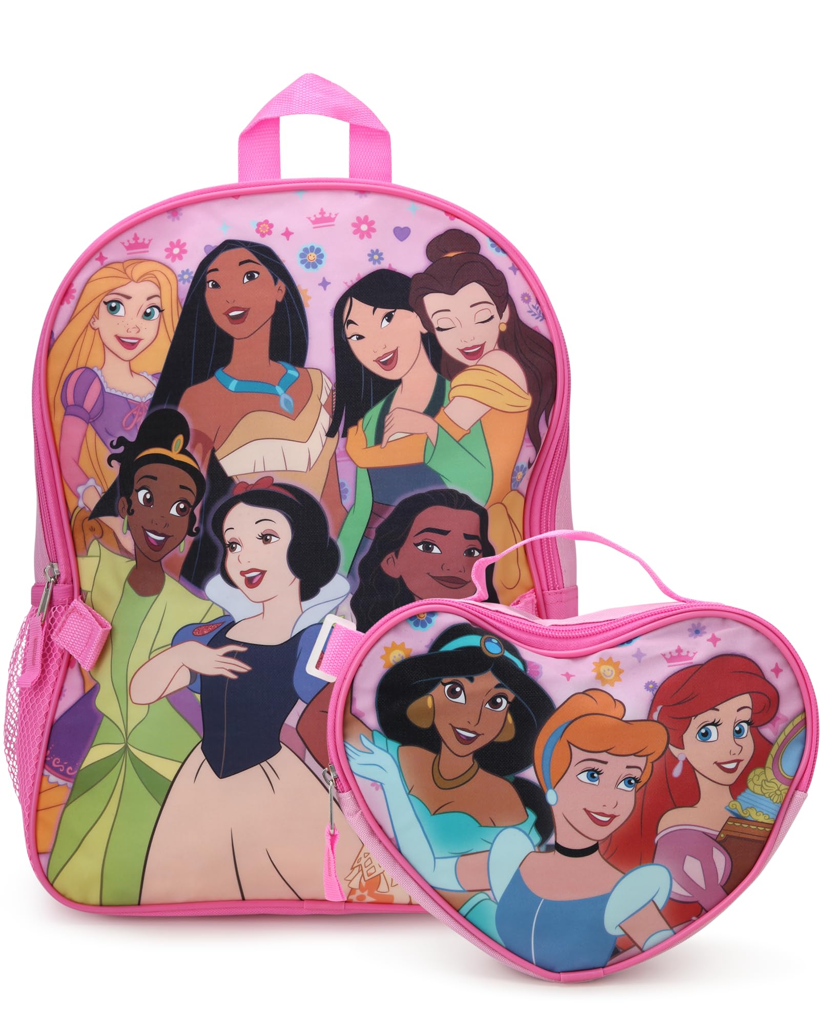 Fast Forward Disney Princess Girls Backpack and Lunch Box Set - 2 Piece 15 Inch School Backpack With Detachable Lunch Bag Set, Size One Size, Disney