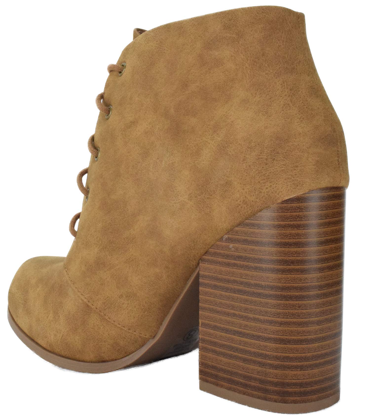 Speed Limit 98 Women Chunky High Heel Ankle Boots Lace Up Booties ZILPAH-S Tan Brown 9