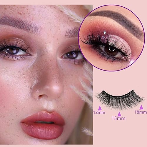 Miniatura 3 de Sikkis Pestañas magnéticas con delineador de ojos, kit de delineador magnético y pestañas, pestañas de visón sintético, pestañas postizas largas