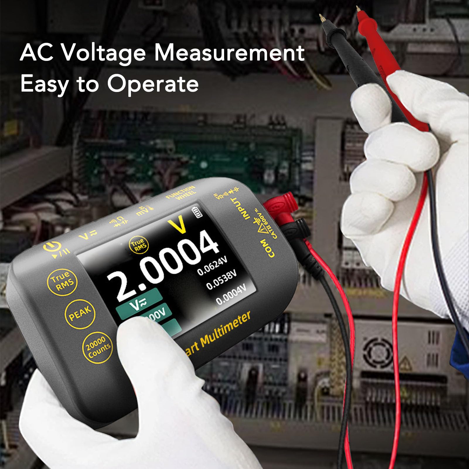 Asixxsix Multimetro digitale PV, 20000 conteggi, alta precisione True RMS con schermo LCD a colori 2,8 pollici, tester multimetro, per impianti fotovoltaici