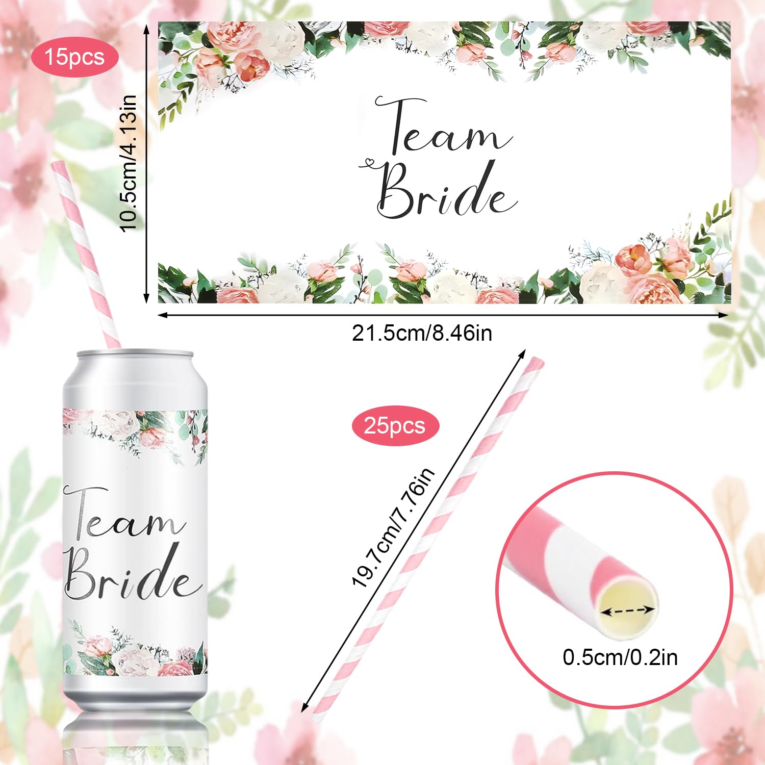 Etiquetas Personalizadas para Botella de Agua 40 Piezas Boda con Pajitas Papel