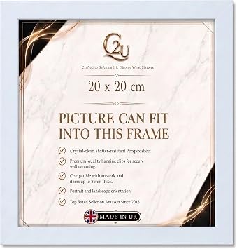 20x20cm White Square Photo/Picture/Poster frame | Wall Mountable & Freestanding Picture Frame | For Posters, Certificates, Puzzles & Home D cor