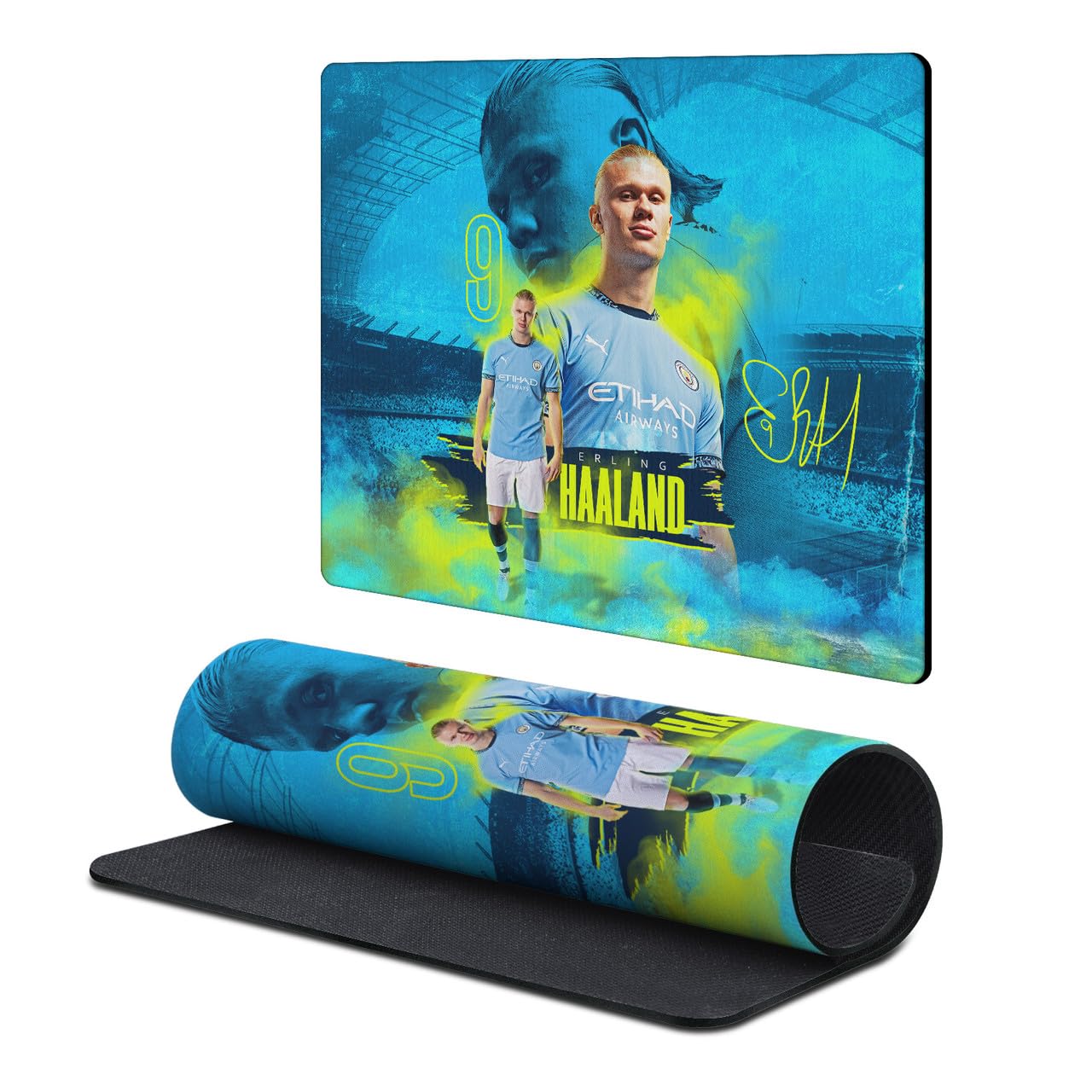 Head Case Designs Officially Licensed Manchester City Man City FC Haaland Crest Kits & Players 9.84 x 11.81 x 0.12 inches (250 x 300 mm) - S Gaming Office Desk PC Keyboard Mouse Mat Pad