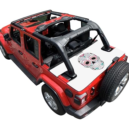 ShadeideaWrangler JL Cargo Cover for Jeep JLU 4 Door (2018-Current) Rear Trunk Vinyl Tailgate Tonneau Cover Robicon Sahara Sport S (Sugar Skull) - 3 Years Lasting (Jeep Wrangler JLU 4dr)