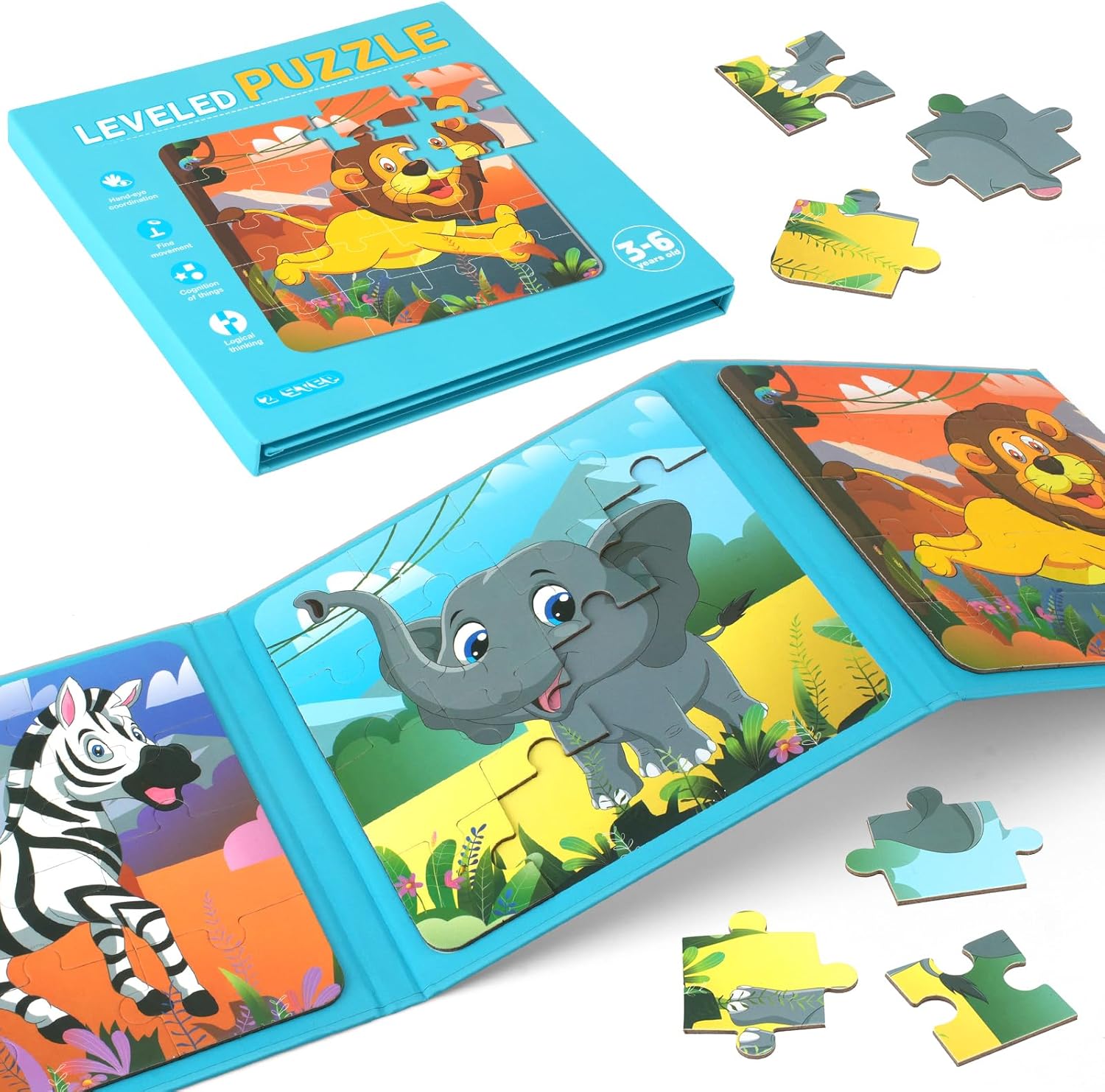 Dinosaur Magnetic Puzzle for Kids Ages 3–5, Travel Puzzle for Toddlers 4–6, Car Airplane Road Trip Magnet Activity Toy