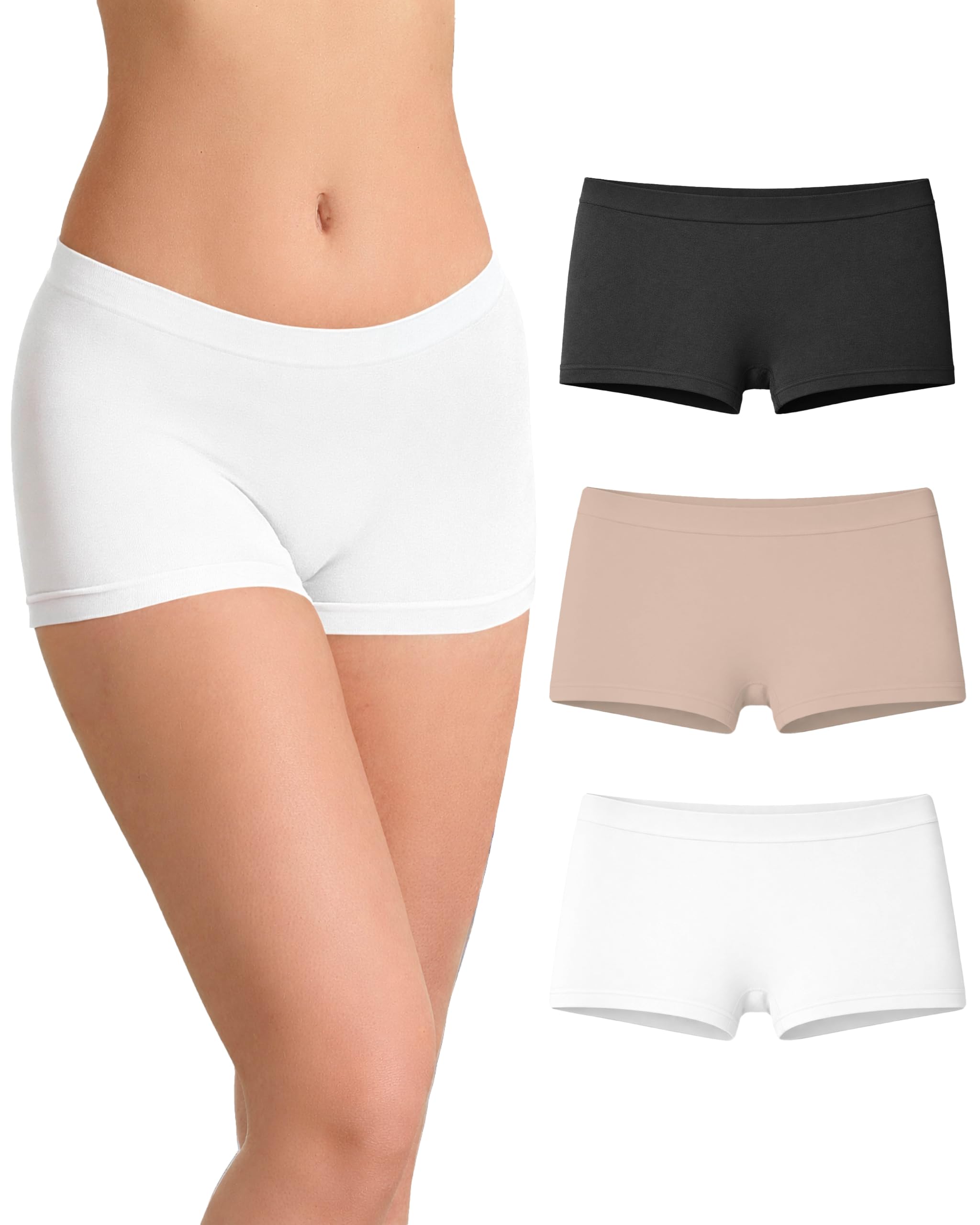 Risalti Boxer Mujer Bambu 3Pz - Culotte Mujer, Bragas Mujer, Boxer Bambu Sin Costuras, Ropa Mujer, Más Suave Que Bragas Mujer Algodon, Braguitas Mujer, Ropa Interior Mujer - Made In Italy