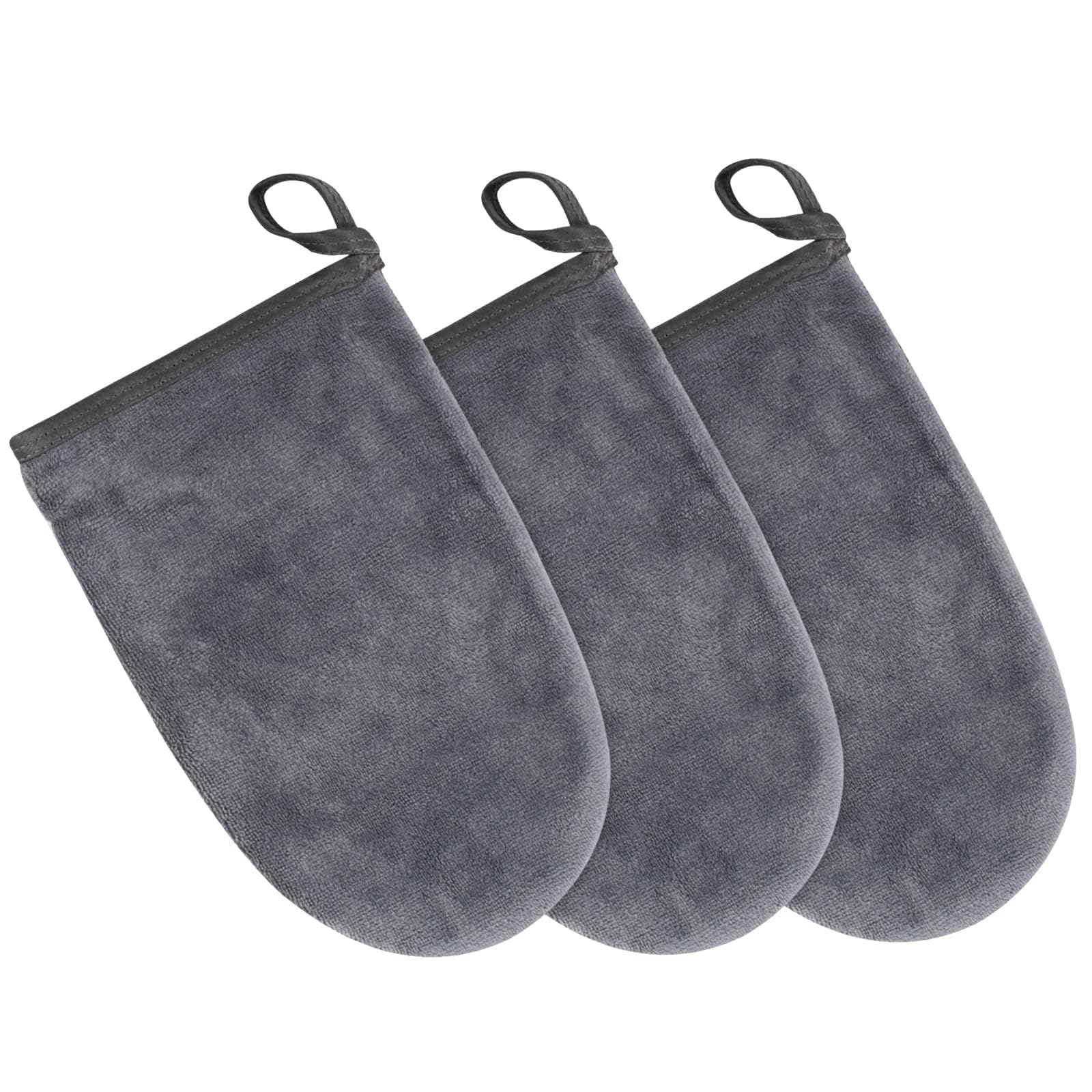 KinHwa Guanto Struccante per il viso in Microfibra Pulizia viso solo con Acqua Rimuove Make-up e Impurità 13cm x 20cm 3 Pezzo colore Grigio