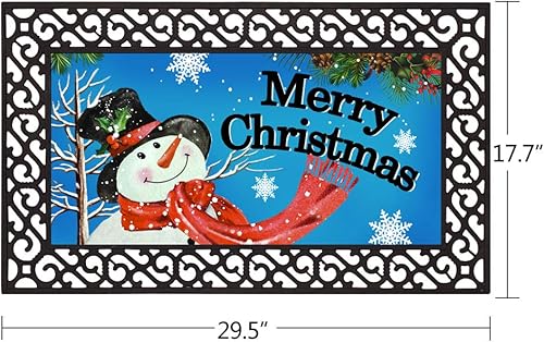 Miniatura 3 de Attraction Design Snowman Christmas Doormat, 17.7" x 29.5", Polyethylene + Rubber, Non Slip, Water Resistant, Low Profile, Indoor/Outdoor