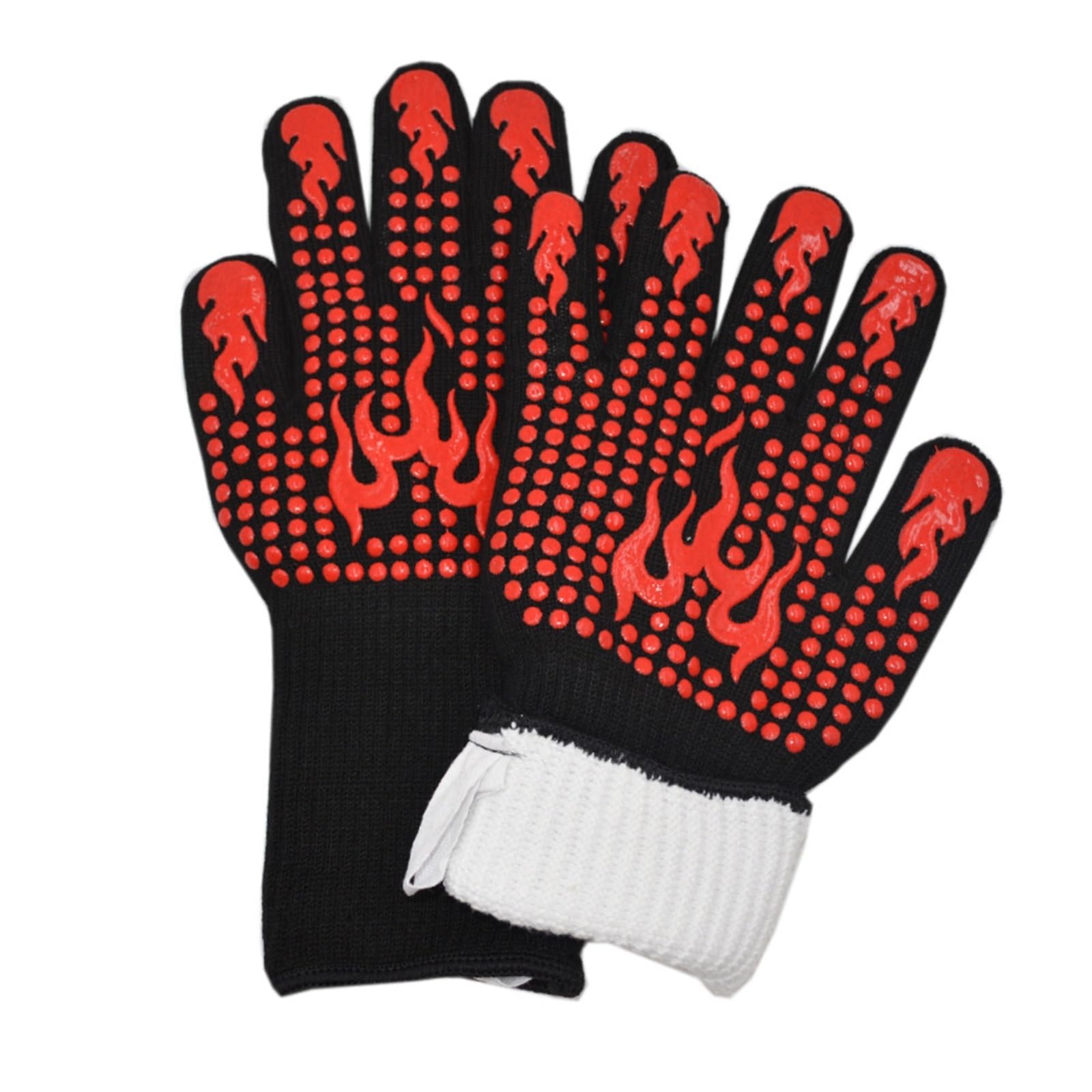 Guantes Barbacoa Guantes for barbacoa resistentes a altas temperaturas, manoplas for horno de 500 a 800 grados, guantes ignífugos con aislamiento térmico for barbacoa y microondas(Red)