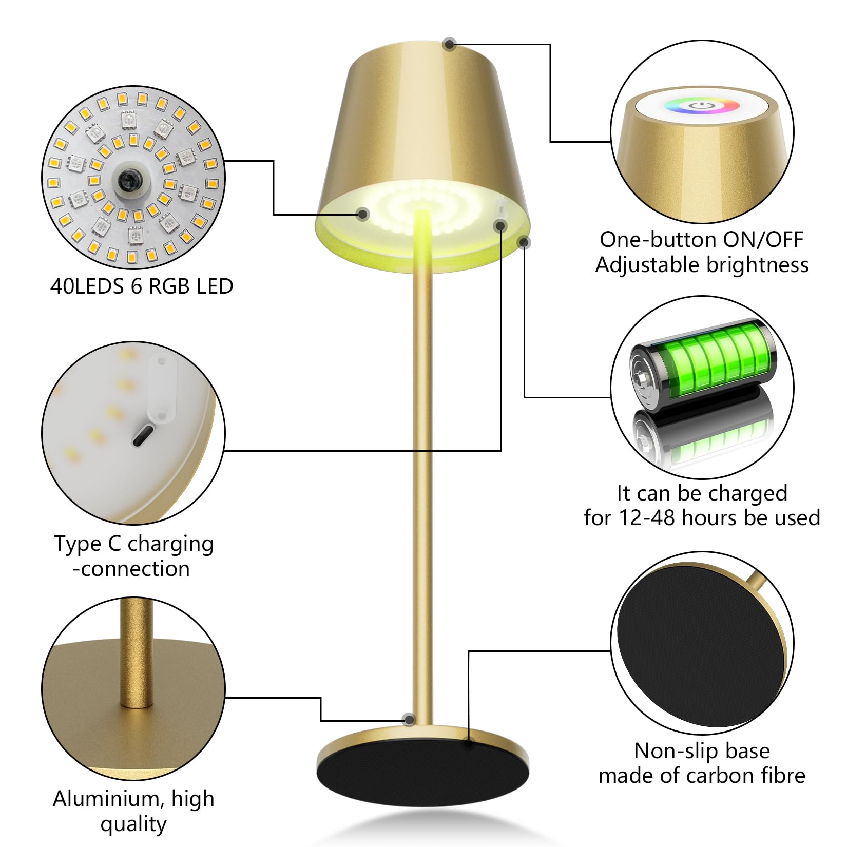 Fritz Hansen LED tafellamp op batterijen Solae, wit, aluminium, IP44