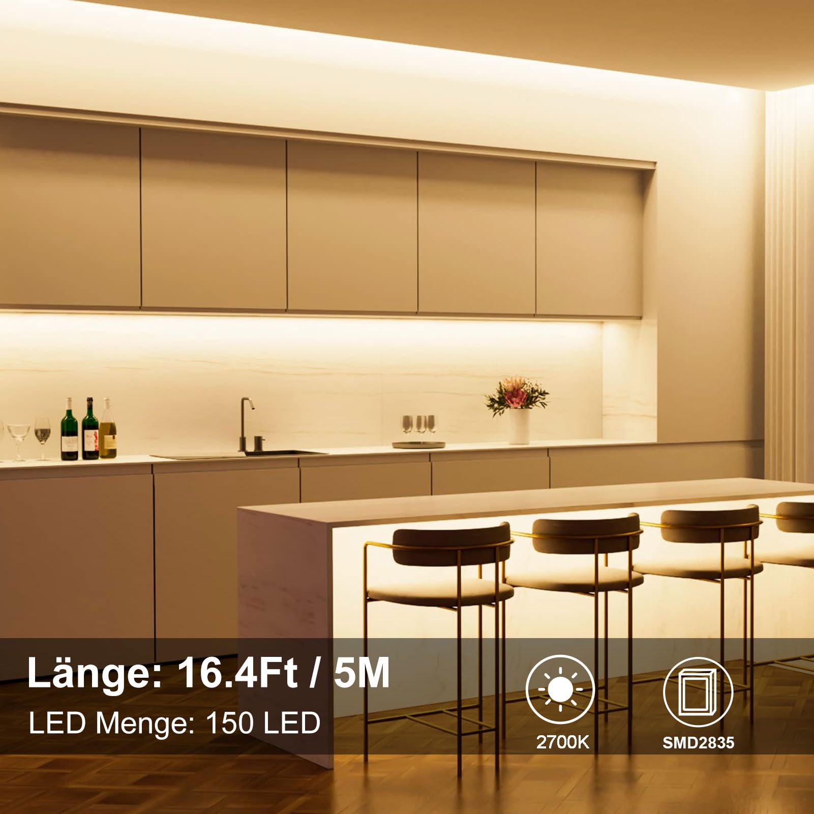 CCILAND Taśma LED 5M, 150 diod LED, taśma na baterie z 8 trybami, timerem, pilotem zdalnego sterowania, możliwość przyciemniania, taśma LED na baterie, samoprzylepna do kuchni, sypialni, dekoracja