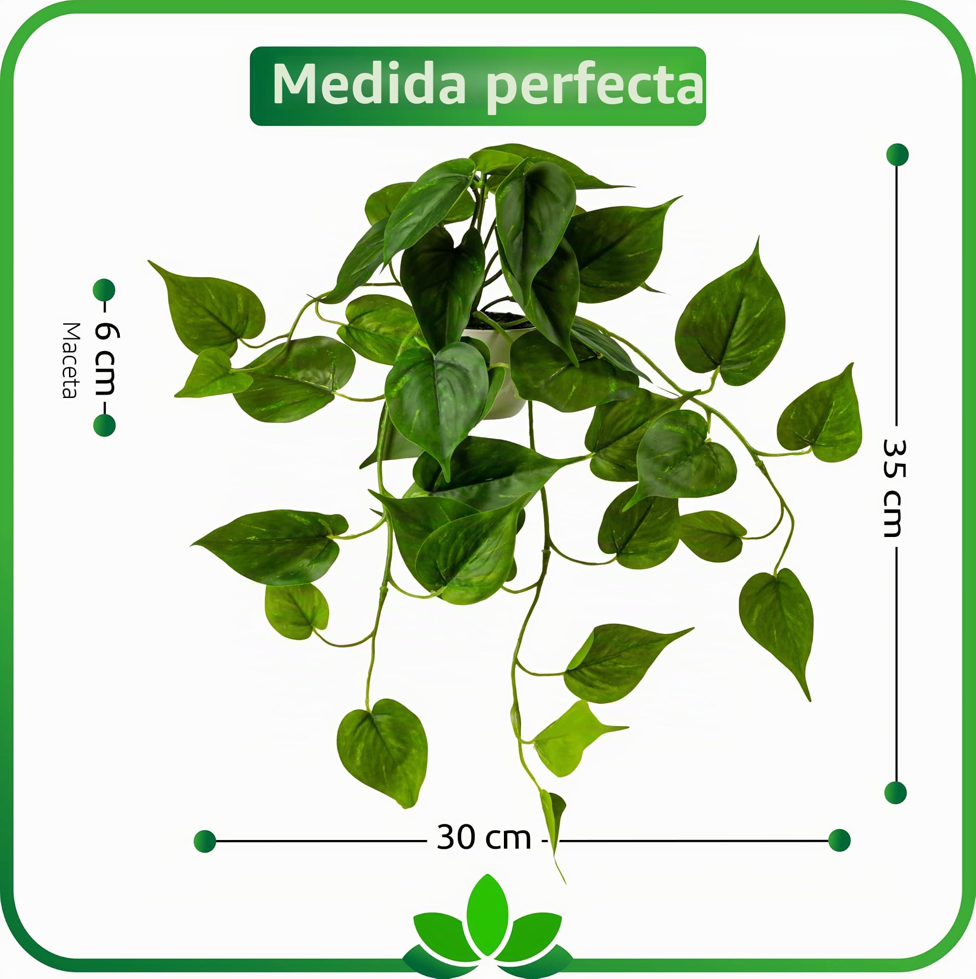 PASCH® Juego de 2 hiedras artificiales (33 cm) en macetas de cerámica blancas: plantas artificiales como auténticas, hiedra artificial en maceta, planta artificial colgante (feutute)