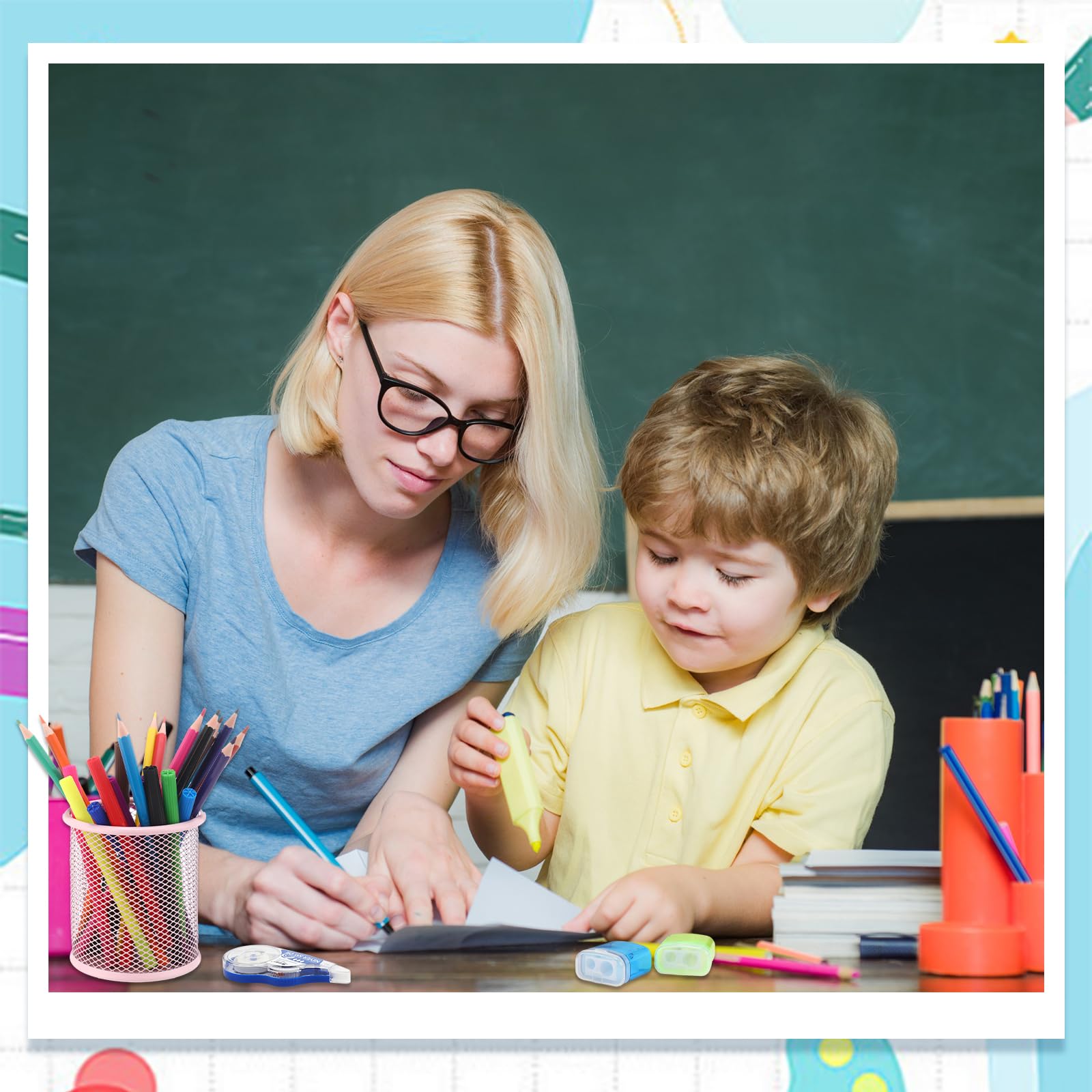 Gilprop 86-teiliges Schulbedarf-Set mit Rucksack, Schulbedarf, Taschen-Set, Grundausstattung für Kinder, Studenten, Mädchen, Jungen, Klassenzimmer, Schule (schwarz)