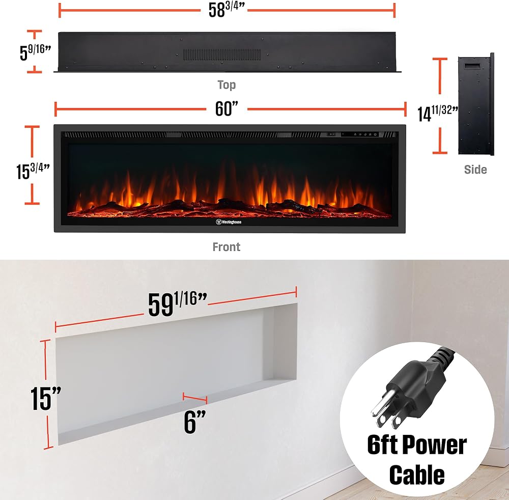 Westinghouse 60" Electric Fireplace Heater