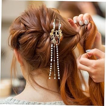 Amazon | ヘアクリップ 合金製 パール装飾 韓国風 レトロ 髪をしっかり