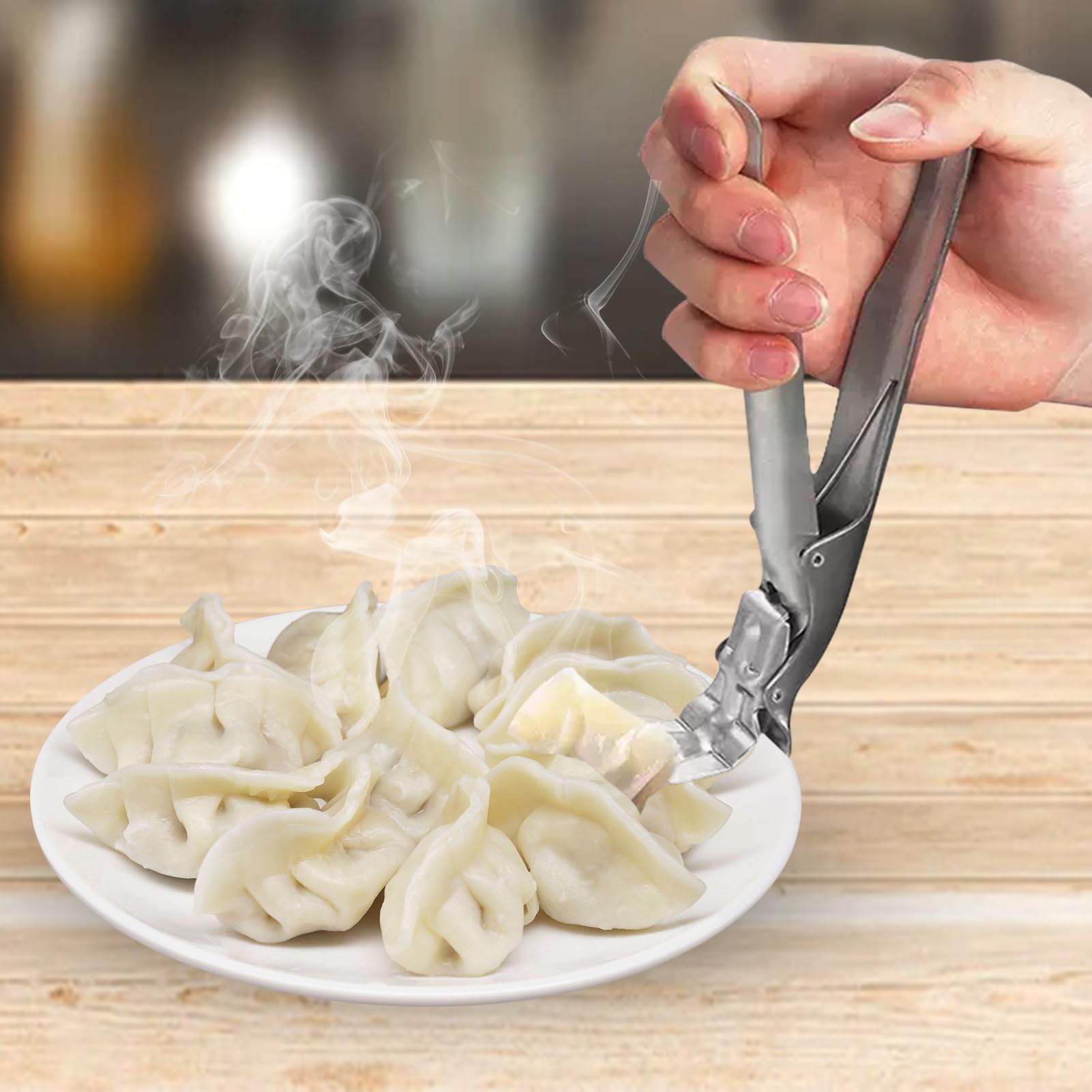 Pinza Antiscottatura in Acciaio Inox, Antiscivolo Multiuso Pinza per Piatti Caldi, Manico per Afferrare e Sollevare Ciotole, Facile da riporre, per forno, friggitrice ad aria