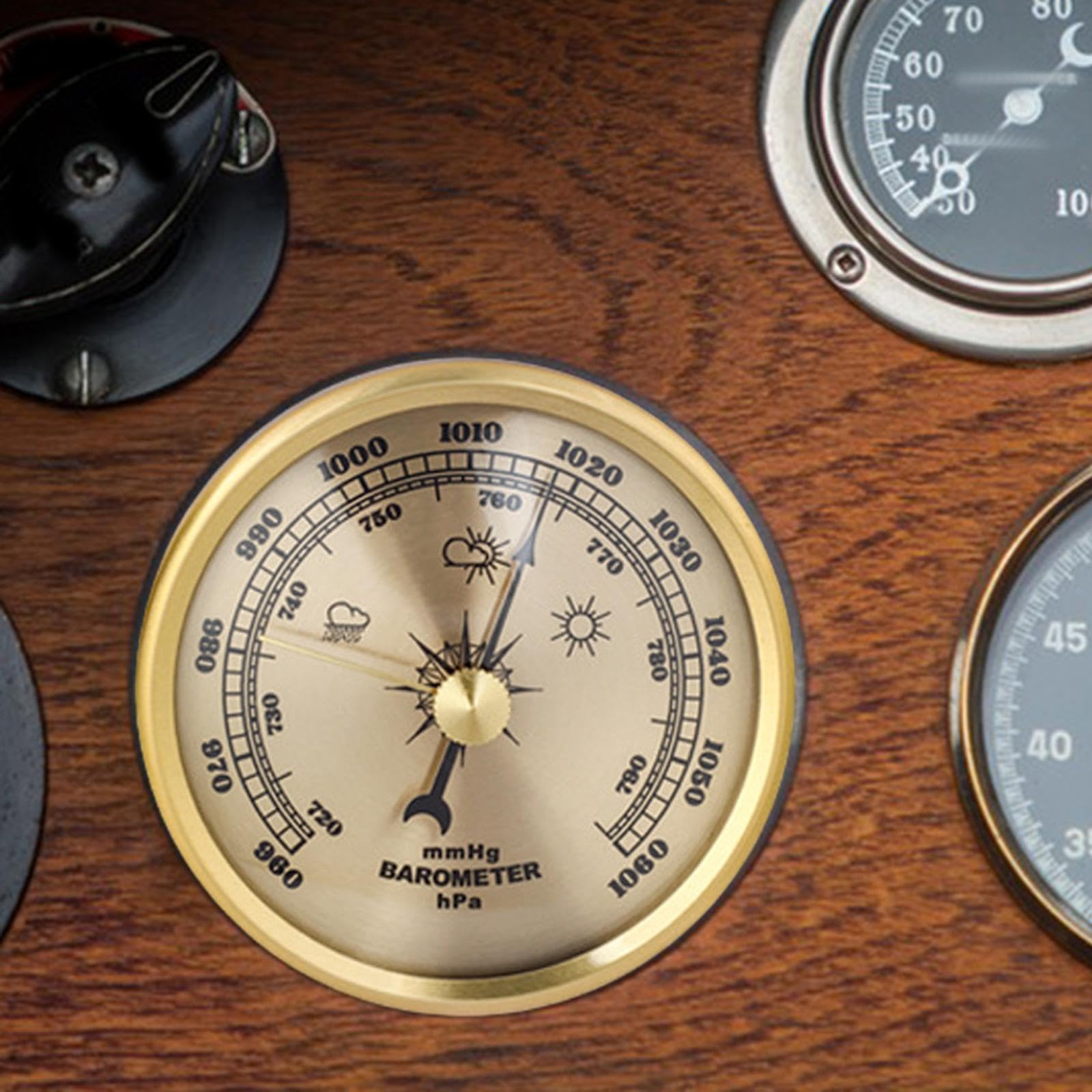 Station Météo Analogique Baromètre De Hublot De Haute Précision, Thermomètre Mural 3,9 Pouces