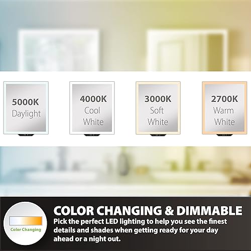 Miniatura 5 de Homewerks 75-105-AX 24 pulgadas x 30 pulgadas Espejo inteligente con Alexa habilitado para voz, altavoces Bluetooth, luz LED regulable y luz nocturna