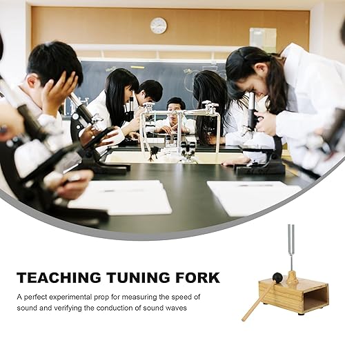 Miniatura 9 de Hemobllo Afinador de guitarra, diapasón 512HZ Virbration con resonador de madera, instrumento experimental con diapasón de afinación Knocker para