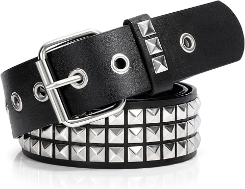 VONMELLI Cintura Borchiata Metallo Punk Rock Cinture con Rivetti per Donne/Uomini Cintura in Pelle Punk Cintura Gotica Accessori per Pantaloni Jeans